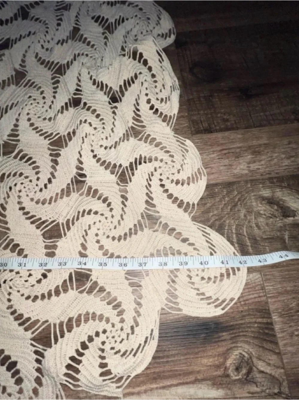 Handmade Vintage Delicate Beige Vintage Crochet Lace Tablecloth